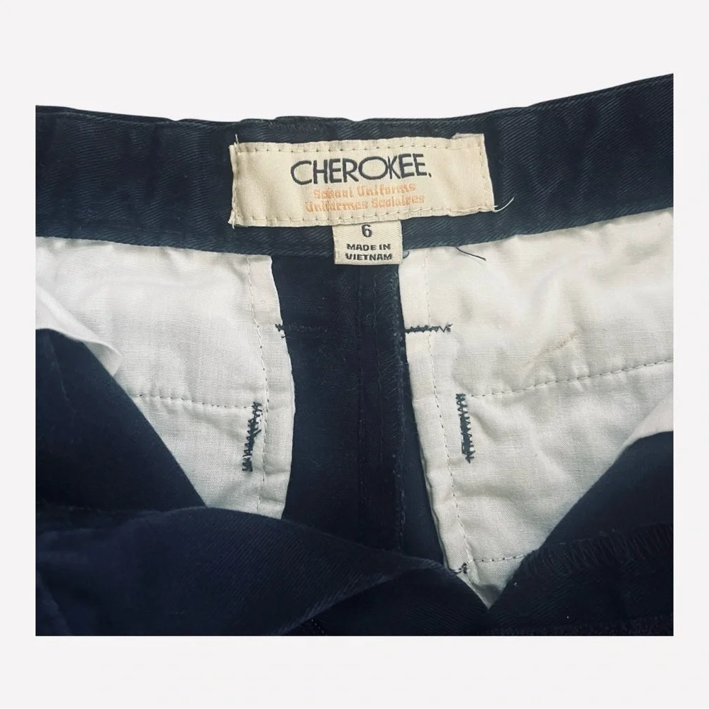 Cherokee casual cargo navy blue shorts Boys 6 side back pockets cotton blend zip